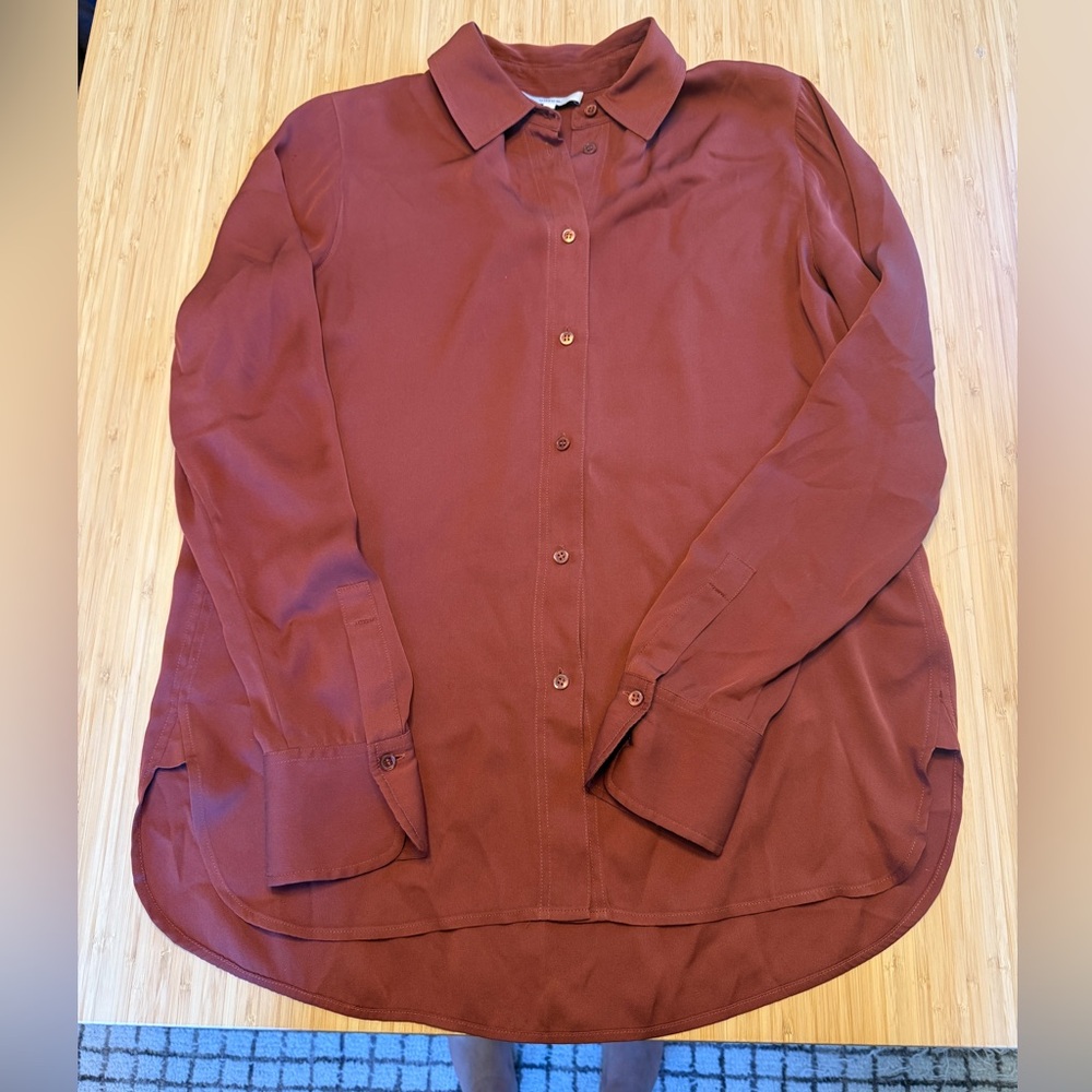 Vince Stretch-Silk Button-Front Blouse